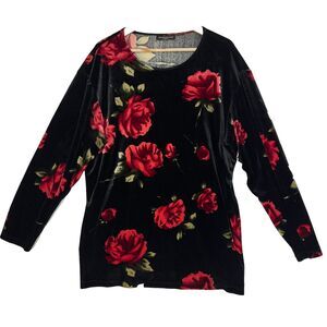 Impression Lifestyle Top Womens XL Floral Velvet Dark Academia Goth Romantic Y2K